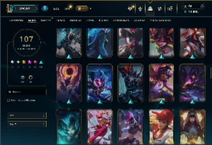 Platina 4 com TODOS os champs e 107 Skins ( MAIN SUP ) - League of Legends LOL