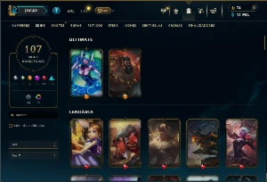 Platina 4 com TODOS os champs e 107 Skins ( MAIN SUP ) - League of Legends LOL