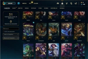 Conta prata 2 com 28 Champs e 7 Skins + 10 Espolios - League of Legends LOL