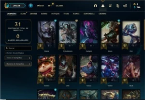 Conta prata 2 com 28 Champs e 7 Skins + 10 Espolios - League of Legends LOL
