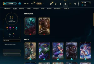 Unranked com 100 Champs e 35 Skins - League of Legends LOL