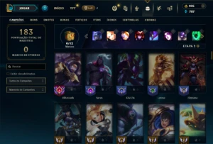 Unranked com 100 Champs e 35 Skins - League of Legends LOL