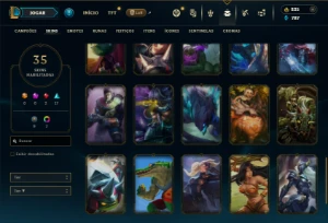 Unranked com 100 Champs e 35 Skins - League of Legends LOL