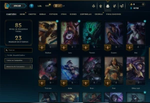 Unranked com 30 Champs e 10 Skins - League of Legends LOL