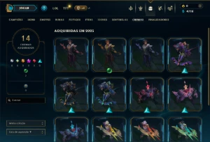 Unranked com 30 Champs e 10 Skins - League of Legends LOL