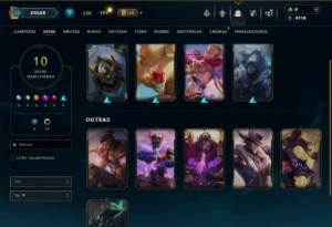 Unranked com 30 Champs e 10 Skins - League of Legends LOL