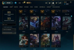 Unranked com 30 Champs e 10 Skins - League of Legends LOL