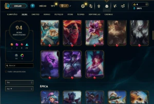 Unranked com TODOS os champs e 94 Skins + 8 Vitoriosas - League of Legends LOL