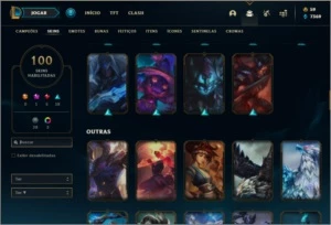 Conta unranked com 139 champs e 100 skins - League of Legends LOL