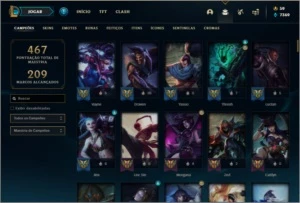 Conta unranked com 139 champs e 100 skins - League of Legends LOL