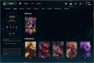 Conta unranked com 139 champs e 100 skins - League of Legends LOL