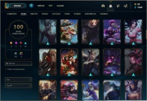 Conta unranked com 139 champs e 100 skins - League of Legends LOL