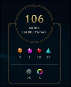 Conta Unranked com 152 campeões e 106 skins - League of Legends LOL