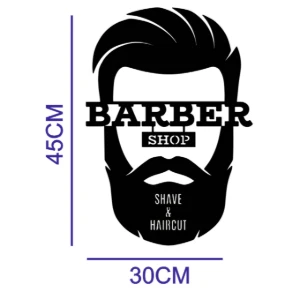 Placa Decorativa Barbearia em MDF Preto 45 x 30 cm - Artesanato e Personalizados