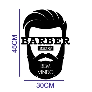 Placa Decorativa Barbearia em MDF Preto 45 x 30 cm - Artesanato e Personalizados