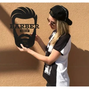 Placa Decorativa Barbearia em MDF Preto 45 x 30 cm - Artesanato e Personalizados