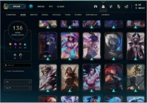 Conta Lol Platina 3 + Tft, 136 skins - League of Legends