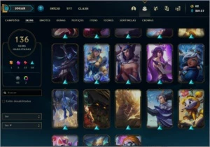 Conta Lol Platina 3 + Tft, 136 skins - League of Legends