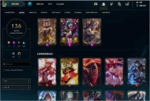 Conta Lol Platina 3 + Tft, 136 skins