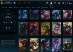 Conta Lol Platina 3 + Tft, 136 skins - League of Legends