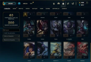 Platina 2 com 30 champs e 22 Skins + 2 Prestigios + 1800 RP - League of Legends LOL