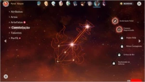 Conta genshin impact Ar 49 com Diluc,Mona,Qiqi e Zhongli