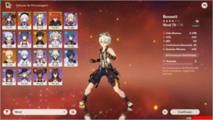 Conta genshin impact Ar 49 com Diluc,Mona,Qiqi e Zhongli