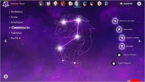 Conta genshin impact Ar 49 com Diluc,Mona,Qiqi e Zhongli
