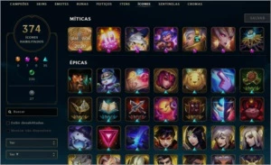 Conta League of Legends com de 761 skins e MD10 disponível LOL