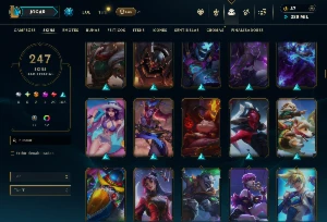 Esmeralda 1 com TODOS os champs e 247 Skins ( JG / ADC ) - League of Legends LOL