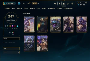 Esmeralda 1 com TODOS os champs e 247 Skins ( JG / ADC ) - League of Legends LOL