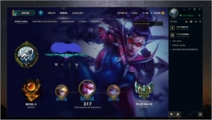 Conta LoL plat 3, 124 campeões, varias skins,  honra 5 - League of Legends