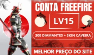 Contas Free Fire Lv5-15 +300 Diamantes + Skin Rei Caveira