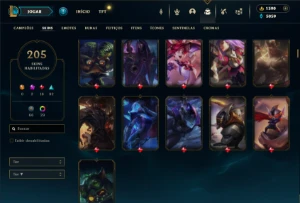 Unranked com TODOS os champs e 205 Skins ( Nivel 547 ) - League of Legends LOL