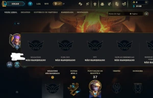 Lol Lvl 43, Unranked, Upada Na Mão, 5 Skins, 8K Ea, 37Champ - League of Legends