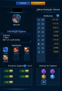 Conta End Game Kizuna U + Eosmon U Ladmo Omegamon - Digimon Masters Online