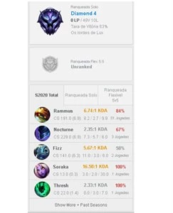 CONTA LOL - D4 (TOP 1 RAMMUS WORLD / 83% WR / EMAIL N VERIF) - League of Legends