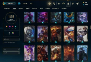 Conta ouro 1 com 140 Champs e 152 Skins - League of Legends LOL
