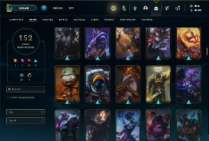 Conta ouro 1 com 140 Champs e 152 Skins - League of Legends LOL