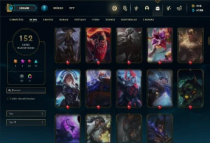 Conta ouro 1 com 140 Champs e 152 Skins - League of Legends LOL