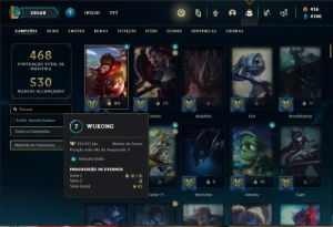 Conta ouro 1 com 140 Champs e 152 Skins - League of Legends LOL