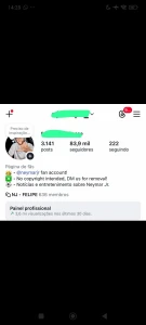 Conta Instagram Neymar 80 mil seguidores - Redes Sociais