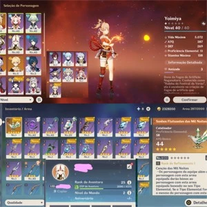 Genshin impact conta AR25 Yoimiya+Qiqi+Sonhos Flutuantes