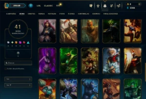 Ouro 1 com 65 Champs e 41 Skins ( ADC / JG ) - League of Legends LOL