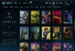 Ouro 1 com 65 Champs e 41 Skins ( ADC / JG ) - League of Legends LOL