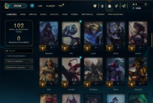 Ouro 1 com 65 Champs e 41 Skins ( ADC / JG ) - League of Legends LOL