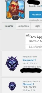 Conta Diamante 1 - League of Legends LOL