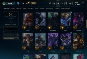 Ouro 4 com 55  Champs e 6 Skins - League of Legends LOL