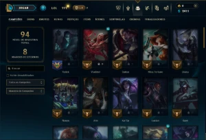 Ouro 4 com 55  Champs e 6 Skins - League of Legends LOL