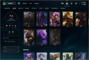 Conta ouro 1 com 100 champs, 74 skins +1 Prestigio (LEONA) - League of Legends LOL